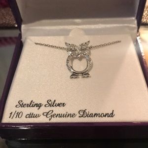 Diamond + Sterling Silver Owl Necklace